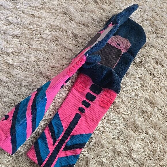 Nike Socks dri-fit high size medium unisex neon Pink grey Blue hyperelite Rare - Picture 10 of 15